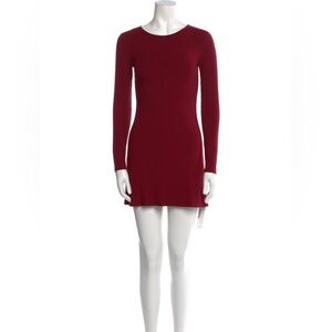 Reformation burgundy maroon red ribbed knit long sleeve short mini dress